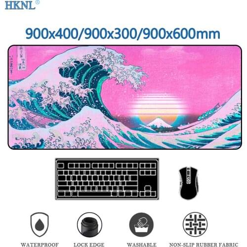 Great Wave Mousepad Japan Mouse Pad Anime Rug Gaming Carpet Table Mat Desktop Computer Muse Pad Office Desks Mats Carpets Pink