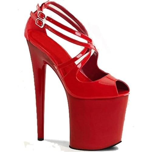LAIJIANJINXIA Red Wedding Party Women New 20CM high heels Strap Night Club Pole Dress Dance Shoes PUMPS sexy Dance Shoes