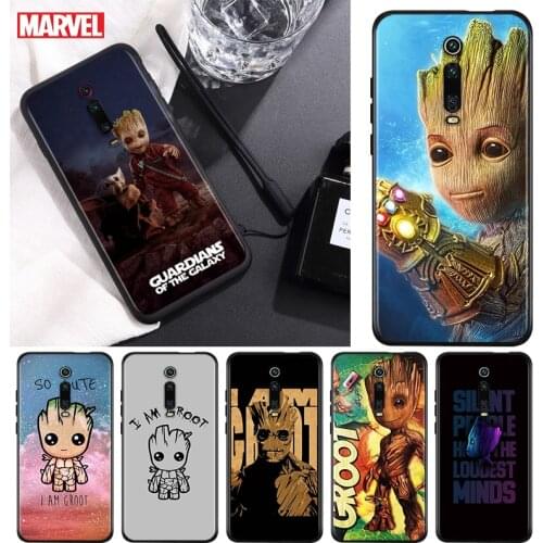 Marvel I am Groot For Xiaomi Redmi 9T 9I 9AT 9A 9C 9 8A 8 7A 7 6A 6 5A 5 4X PRO Prime Plus Black Soft Phone Case