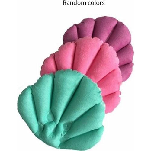 Soft Bathroom Pillow Home Comfortable Non-slip Spa Inflatable Bath Cups Shell Shaped Neck Bathtub Cushion Bathroom Accessories
