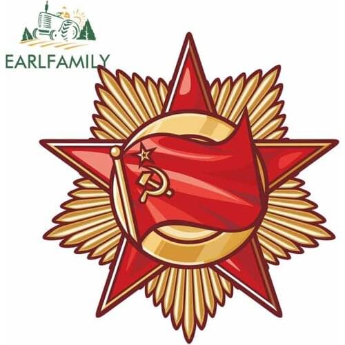 EARLFAMILY 13cm x 12.5cm For Soviet Star Waterproof Fine Decal Sunscreen Car Stickers Vinyl Car Wrap For VAN RV Scratch-Proof