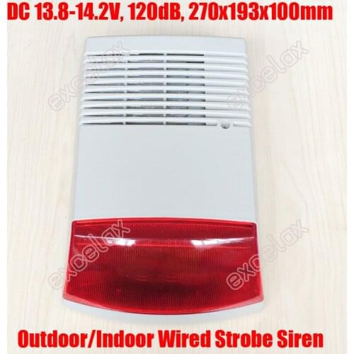 Outdoor Waterproof Wired Security Strobe Siren Sound Light 13.8-14.2V Red Flashlight Horn Speaker Intrusion Safety & Fire Alarm