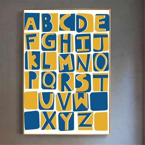 Wall Decor Alphabet Poster Nordic Wall Art Letters Canvas Prints Quotes Kids Baby Room Decor Home Decoration Wall Pictures