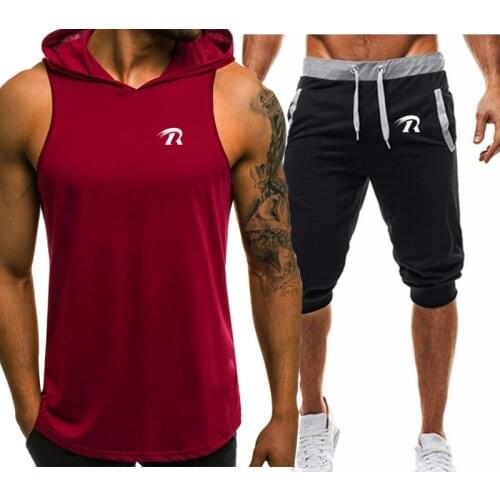 2021 New hot letter print T-shirt sports couple casual running wear summer Hooded Vest + jogging pants 2-piece set