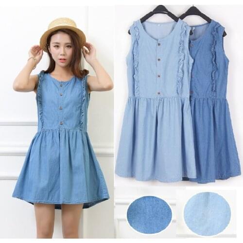 New Summer 2016 Fashion women cotton denim sundresses flare dresses suspenders jeans dress casual tank dress Halter top 2 colors