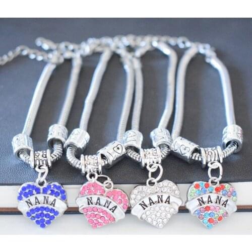 4 Color Choosed Heart Clear Crystal Engraved Letter NANA Necklace Mothers Day Christmas Gifts Family Women Dropshipping Jewelry