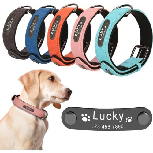 Personalized Dogs Collars Engraved Name Dog Collar for Large Small Dogs Puppy Custom Dog Name Collars Leash for Dogs Cat ID Tag