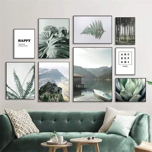 Plant Leaf Scenery Picture Canvas Painting Nordic Fresh Landscape Wall Art Poster and Print for Modern Home Living Room Decor