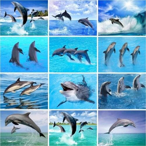 Full Square 5D Diy Diamond Painting Dolphin Diamond Embroidery Animals Cross Stitch Picture Rhinestone Handwork Hobby Gift Decor