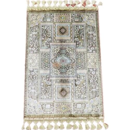Seeykeep™ 2x3ft 260Line Elegant 100% Silk Handknotted Oriental Classic Tawny Garden Trellis Rug-SK3036207