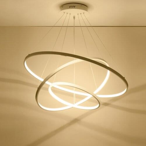 Brown/black/white modern circle ring led pendant lights for living room bedroom hanging suspension kitchen pendant lamp fixtures