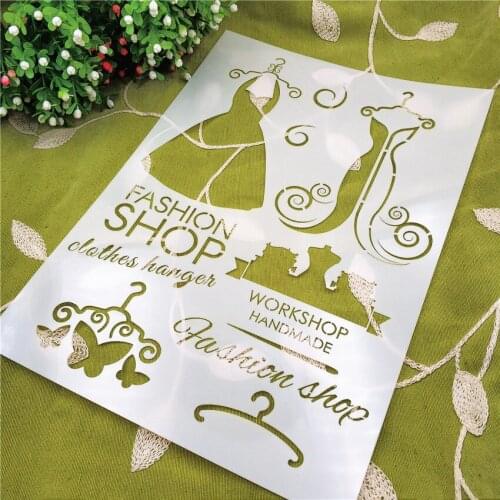 21*29.5cm Evening dress scrapbook stencils spray plastic mold shield DIY cake hollow Embellishment printing lace ruler Easter