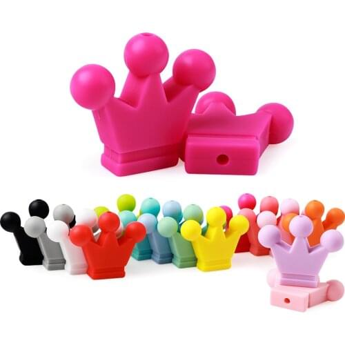 2pcs Crown Pearl Silicone Teething Toys 30mm Beads For Silicone Pacifier Chain Making DIY Baby Teething Gift