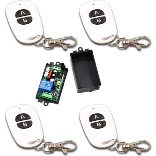 High Quality Safe AC110V 220V 1CH Lamp Intelligent Wireless Remote Control Switch System 4Transmitter and 1Receiver 315/433mhz