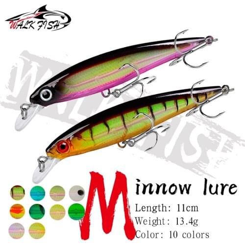 WALK FISH Laser Minnow Fishing Lure 11CM 13.4G pesca hooks fish wobbler tackle crankbait artificial japan hard bait swimbait