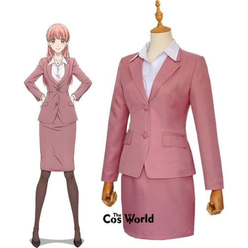 Wotaku ni Koi wa Muzukashii Momose Narumi Women Business Suit Work Wear Coat Shirt Dress Uniform Outfit Anime Cosplay Costumes