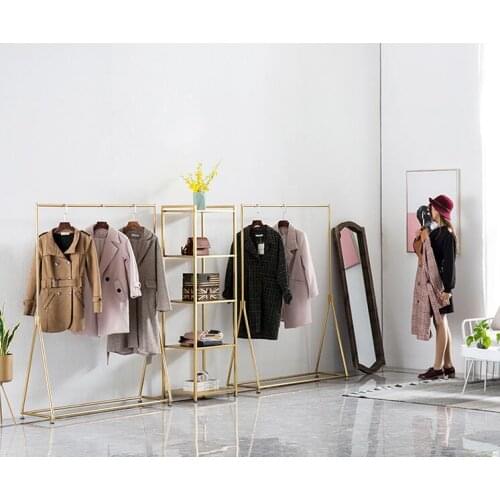 Iron art clothing display rack floor-to-ceiling clothing store hangers mens and womens clothing store shelves simple clothes s