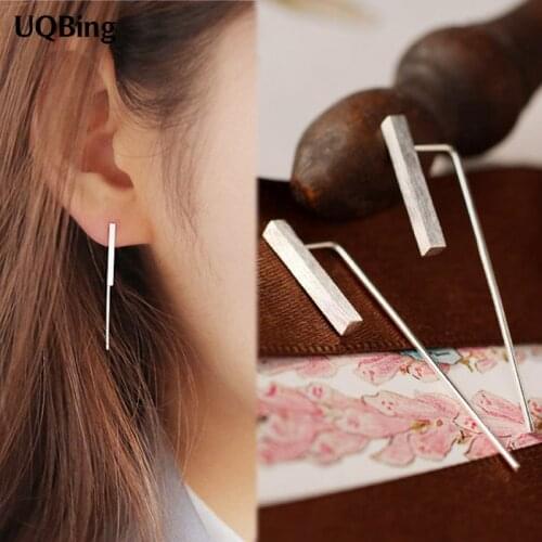 2016 New Design 925 Sterling Silver Earrings Long Brushed Earrings For Women Free Shipping Brincos