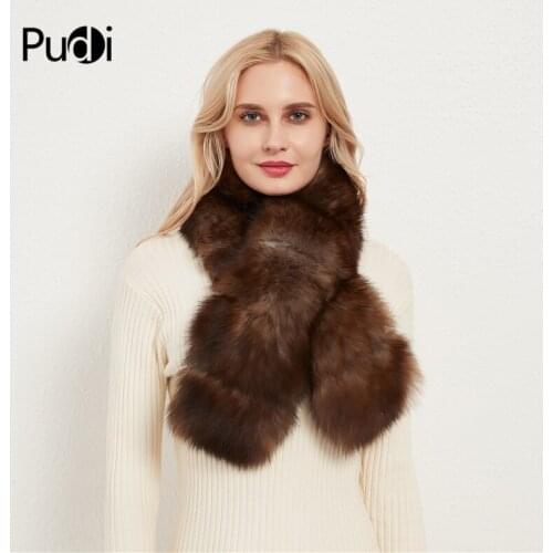 Pudi women natural fox fur scarf ring collar 2020 Ins hot winter lady female warm real fox fur scarves rings SF003