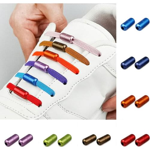 1Pairs Metal Shoelaces Lock No Tie Shoelaces Metal Lace Lock Candy Colors DIY Sneaker Kits Shoes Accessories capsules Buckle