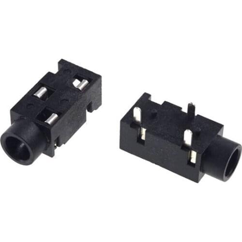 100 pcs TRS Audio Stereo Jack 3.5mm 3 pin socket for 3 poles earphone plug through hole DC30V 0.5A No Internal Switch