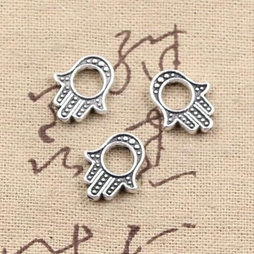 15pcs Charms Hamsa Hand Bead 16x13mm Antique Pendant fit,Vintage Tibetan Bronze Silver Color finding,DIY For Bracelet Necklace