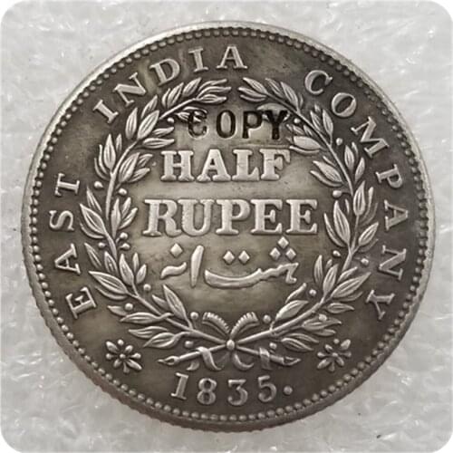 1835 India - British 1/2 Rupee - William IV Copy Coin