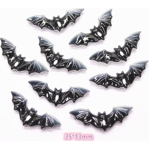20pcs Hand painted Resin Black Halloween Bat Flatback Cabochon Kids Hair Clip/Craft Decorations