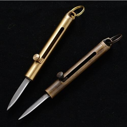 2020 Brass Mini Pocketknife EDC Push Dagger Key Knifes Self-defense Survival Utility Knives CS Go Portable Outdoor Camp Tools