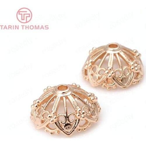 6PCS 16.5x8MM 24K Champagne Gold Color Plated Brass Beads Caps High Quality Diy Jewelry Accessories