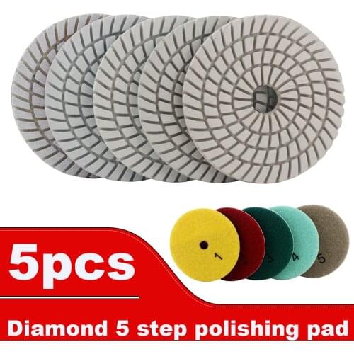 DC-W5PP02 4 inch Diamond 5 Step Polishing Pads 100mm for Stone Wet Use of Polishing