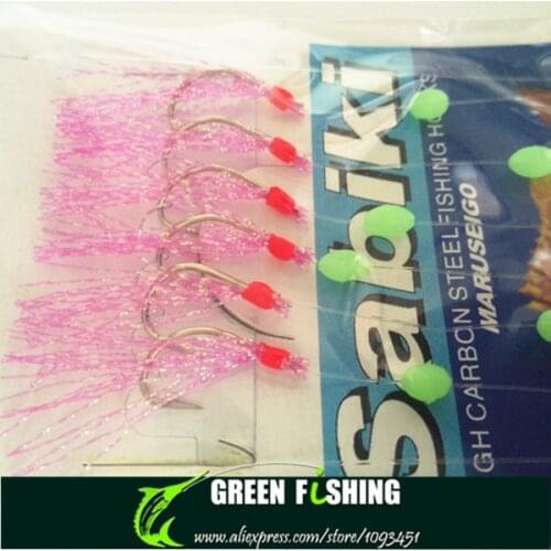 Free shipping 3 packs pink small sabiki rigging hooks for carp fishing tackle , artificial fishing hooks sabiki baits lure