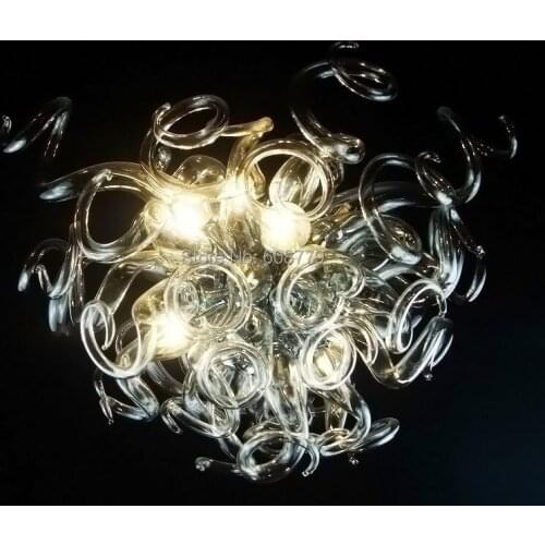 Free Shipping Clear Round Shape Low Ceiling Blown Glass Chandelier
