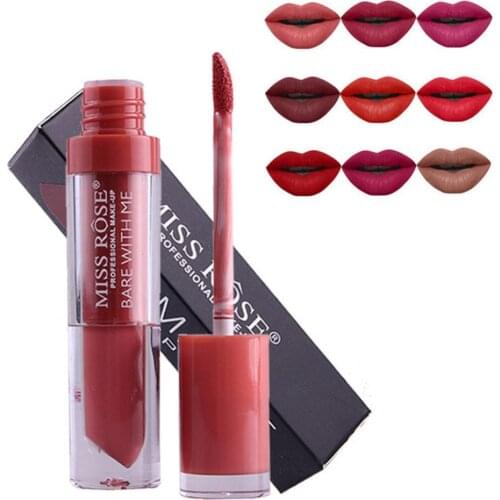 MISS ROSE Matte Non Sticky Lip Gloss Waterproof Moisturizing Lipstick Cosmetic