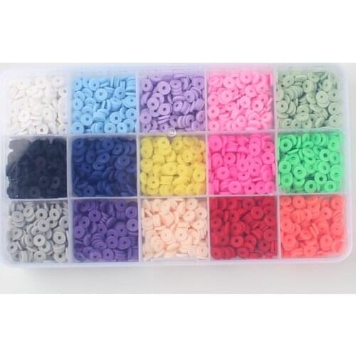 15 Colors 6mm Polymer Clay Beads Disc Round Heishi Beads Chip Disk Loose Spacer for DIY Jewelry Making Bracelets Necklace