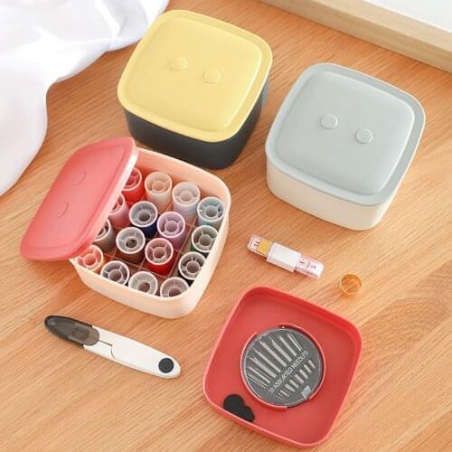 Household Goods Double-Layer Plastic Storage Box Sewing Tools Storage Artifact Thread Knitting Needle Scissors Storage Box