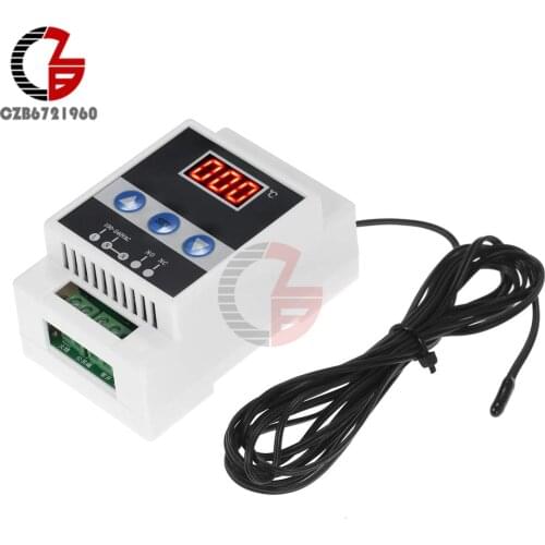 AC 110-240V Guide Rail Digital Thermostat Temperature Controller Greenshouse Incubator Refrigeration Heating Thermalregulator