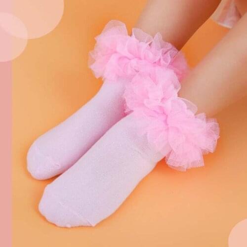 Big Ruffle Kids Girls Lace Socks for Ballet Dance Footwear Princess Baby Socks Performance Flower Booties Hose Sock
