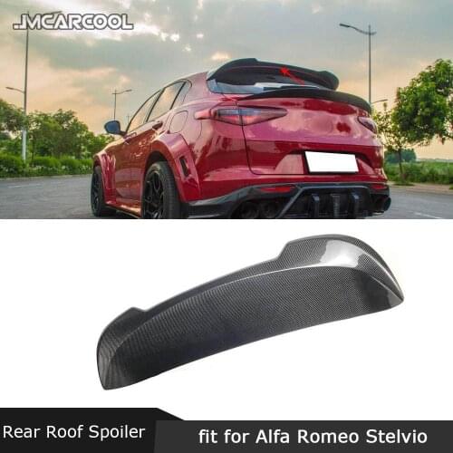 For Alfa Romeo Stelvio 2017 2018 2019 Rear Roof Spoiler Carbon Fiber Rear Windshield Wings Trim Cover Sticker Car Styling