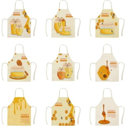 1Pcs Kitchen Natural Honey moon Bee Apron Sleeveless Cotton Linen Aprons for Men Women Home Cleaning Tools