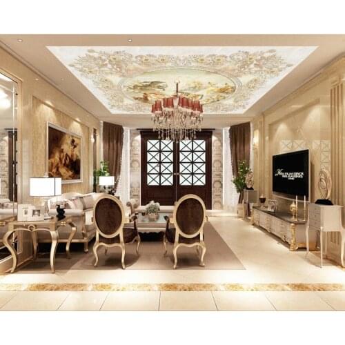Happy Angel Marble European Ceiling Mural 3D Living Room Bedroom Ceiling Wallpaper Papel De Parede