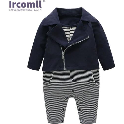 Ircomll New Fashion Gentleman Infant Kids Baby Boy 0-24M Turn-down Collar Toddler Children Clothing Spring Autumn Baby Clothes