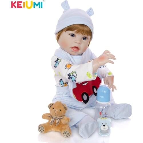 KEIUMI Lifelike 23 Inch 57 cm Hot Sale Baby Reborn Doll Full Silicone Reborn Boy For Alive Dolls Kid Playmate Christmas Gift