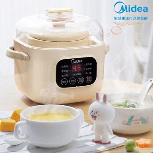Midea 0.8L mini Ceramic Electric Slow Stewer Home Multi Baby Food Porridge Dessert Cooker Stewing Cooking Pot Electric Soup Pot
