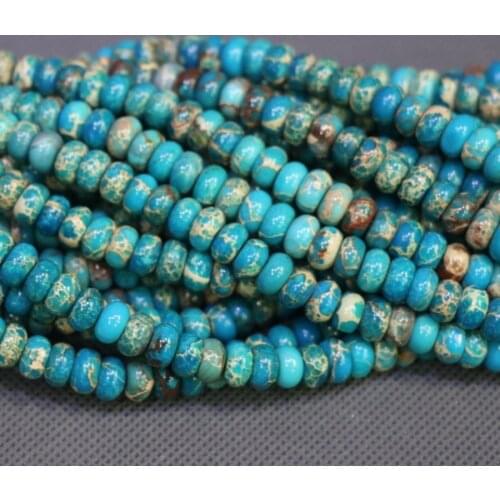 Kindgems, Blue Stone Necklace Beads Sediment Slice Loose Beads 5*8mm Drilled Slab Women Fashion Accessories Jewelry Making
