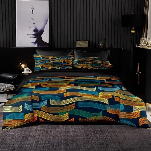 Ultra-Luxury Style Duvet Cover Set With Pillowcase,210x210 Quilt Cover,140x200 Blanket Cover,Abstract Color Pattern Bedding Set