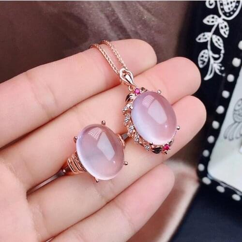 Natural Powder Crystal Suit, Ladys Ring, Granular Crystal, Womens Necklace, 925 Silver, Hibiscus, Beautiful Colors