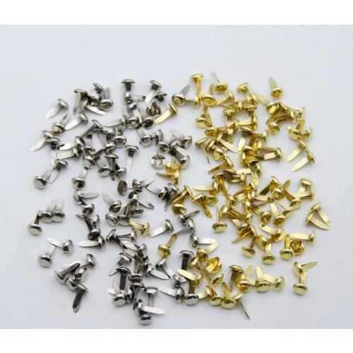 100pcs 8*12mm Gold Silver Color Metal Brad For DIY Album Frame Craft Making Scrapbooking Brads Embellishment Fastener Accessory