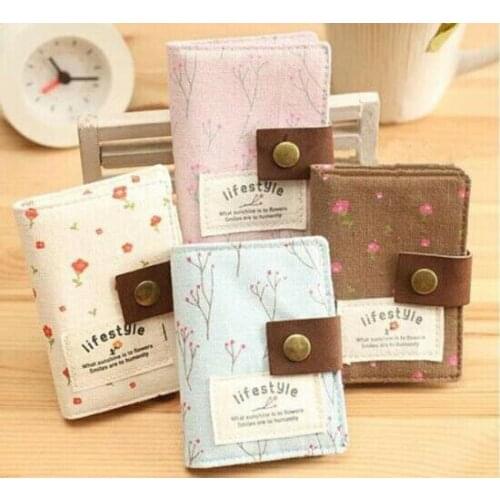 Cute Cards Small Floral Credit Card Holder Wallet Canvas ID Business Pocket Purse