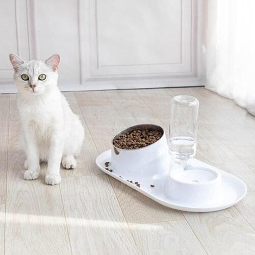 Stainless Steel Cats Dogs Water Food Double Feeding Bowls Pet Feeder Supplies